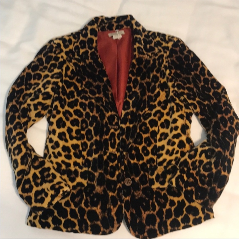 Lucky Brand Velvet leopard print jacket size small